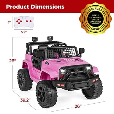 Best Choice Products 12V Kids Ride On Truck Car w/Parent Remote Control, Spring Suspension, LED Lights, AUX Port - Pink - Image 7