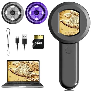 Pocket Digital Microscope for Adults Kids: 100X Handheld Magnifying Glass with Light, USB Coin Magnifier for Collector, Portable Jewelers Loupe with 2" Screen, Mini Scope for Trichome - Image 1