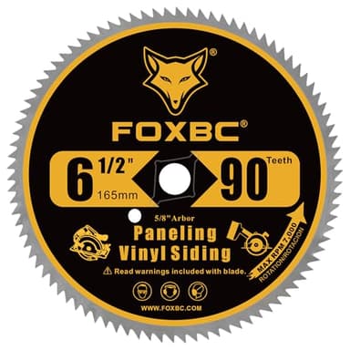 FOXBC 6-1/2 Inch 90 Tooth Circular Saw Blade for Paneling and Vinyl Siding Wood Cutting with 5/8-Inch Diamond Arbor - Image 2