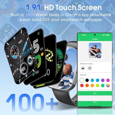 1.91" HD Screen Smartwatch for Men Women(Answer/Make Call), Fitness Watch with Heart Rate/Sleep Monitor/Steps Monitor, IP68 Waterproof Activity Trackers, Black - Image 6