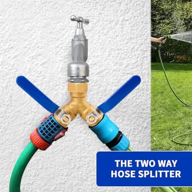 Feeloco Hose Splitter 2 Way,Heavy Duty Brass Garden Hose Splitter with Stainless Steel Long Handle,High Flow Water Spigot Adapter Y Valves,Solid Hose Bib Connector 3/4", Outdoor Faucet Splitter - Image 8