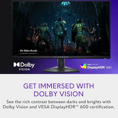 Alienware 27 4K Dual-Resolution Gaming Monitor - AW2725QF - 4K at 180Hz and FHD at 360Hz, 0.5ms GTG 1ms GTG (Extreme Mode), VESA AdaptiveSync, NVIDIA G-SYNC Compatible, HDMI/DP/USB 3.2 Gen1 - Black - Image 3