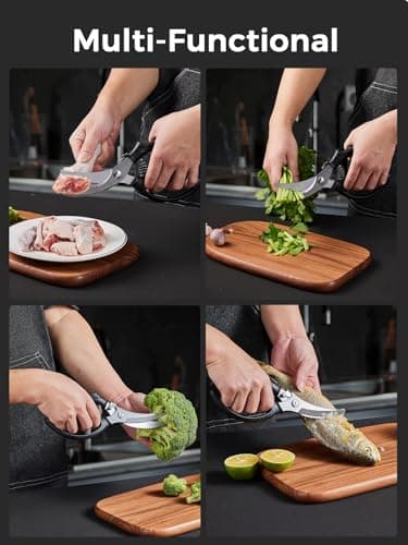 Poultry Shears, Heavy Duty Kitchen Shears With Anti-Slip Handle & Safety Lock, Poultry Scissors for Meat, Chicken, Bone,Turkey, Fish, Spring Loaded, Dishwasher Safe - Image 2