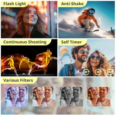 4K Digital Camera for Photography Autofocus, 2024 Latest 48MP Vlogging Camera for YouTube with SD Card, 2 Batteries, 3" 180°Flip Screen Compact Travel Camera for Teens with 16X Zoom (Off White) - Image 5