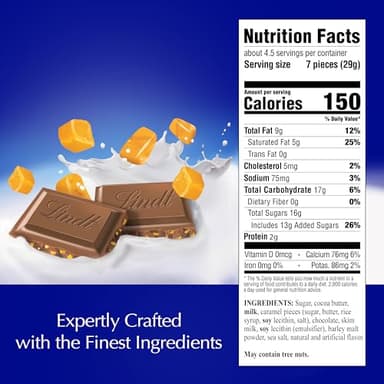 Lindt CLASSIC RECIPE Caramel with Sea Salt Milk Chocolate Bar, Milk Chocolate Candy with Pieces of Caramel and Sea Salt, 4.4 oz. (12 Pack) - Image 2