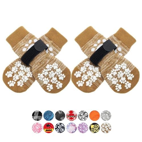 EXPAWLORER Anti Slip Dog Socks to Prevent Licking Paws, Dog Shoes for Hot Pavement, Dog Booties for Small Medium Large Senior Dogs, Traction Control Boots & Paw Protectors for Hardwood Floors - Image 1
