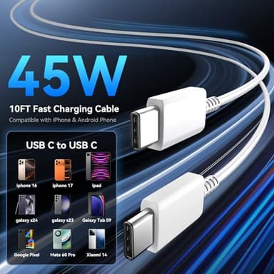 iPhone 17 16 Pro Max Charger Fast Charging, 45W Super Fast USB C iPhone 17 Pro Max Charger Block with 10FT Cable Cord for iPhone 17 16 15 Pro Max/17 16 15 Pro/17 16 15/Air, 16 15 Plus, Android Phone - Image 5