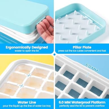 Ice Cube Tray with Lid and Bin, PHINOX 84 pcs Ice Trays for Freezer, Ice Cube Trays for Freezer with 3 trays, Container, Lid & Ice Scoop, BPA Free - Image 4