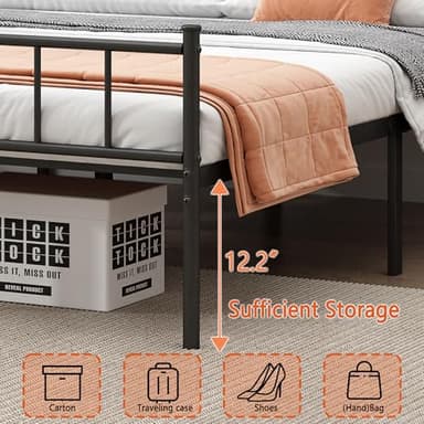 DIIYIV Queen Bed Frame-Classic Metal Platform Bed Frame,Mattress Foundation with Steel Slat Support,Under Foundation Storage,No Box Spring Needed, Easy Assembly, Queen Size - Image 6