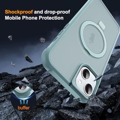 SKYLMW Compatible with iPhone 15 Plus Case with Invisible Magnetic O-Ring Stand Military-Grade Translucent Case for iPhone 15 Plus 6.7" [Compatible with Mag-Safe][Great Grip Feeling], Blue - Image 7