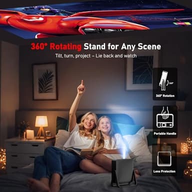 [Ultra-Slim 1.97"| Netflix Licensed | AI Auto Focus | 360° Stand] Smart Mini Projector with WiFi 6 & Bluetooth, Built-in Netflix/YouTube/Disney+/Hulu, DBPOWER N5 Movie Projector for Bedroom (Black) - Image 4
