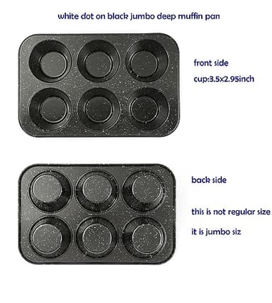 Monfish Jumbo muffin pan 6 Cup, deep muffin pan extra large cupcake tin black granite finish carbon steel baking pan 3.5dia x3 inch cup - Image 5
