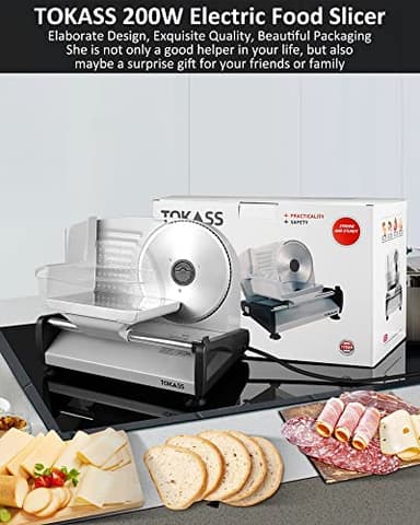 Meat Slicer, 200W Electric Deli Food Slicer with 2 Removable 7.5'' Stainless Steel Blades and Tray, Adjustable Thickness for home use,Child Lock Protection,Easy to Clean,Cuts Meat, Bread and Cheese - Image 8