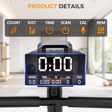 Recumbent Exercise Bike, Recumbent Stationary Bike for Home, Recumbent Bike with 400LB Weight Capacity Whisper-Quiet 16 Levels Magnetic Resistance Heart Rate Handle and Multi-Function LCD Comfortable Seat - Image 6