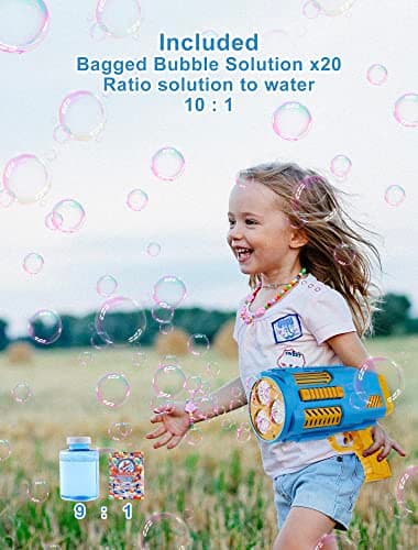 Upgraded Bubble Machine Gun, Built-in Solution, Automatic Blower, 8000+ Bubbles Per Minute for Kids Adults Maker Halloween Toys Indoor Outdoor Wedding Birthday Party - Blue - Image 9