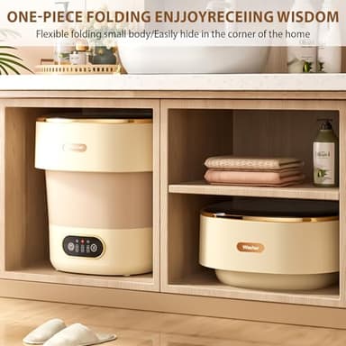 Portable Washing Machine 15L Upgraded w/Spin Basket Mini Washer for Baby Clothes Travel Suitable for Dorms Apartments Hotels (Khaki) - Image 6