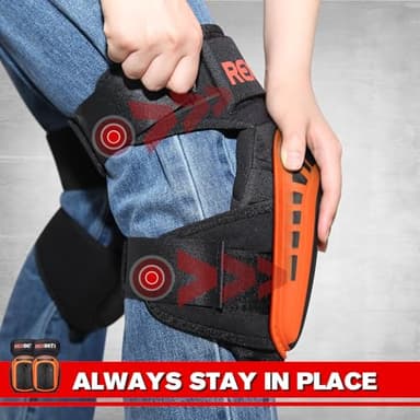 REXBETI Knee Pads for Work, Construction Knee Pads for Men, Heavy Duty Comfortable Anti-slip Foam Gel Knee Pads for Gardening Flooring and Cleaning, Strong Stretchable Straps, Orange - Image 4