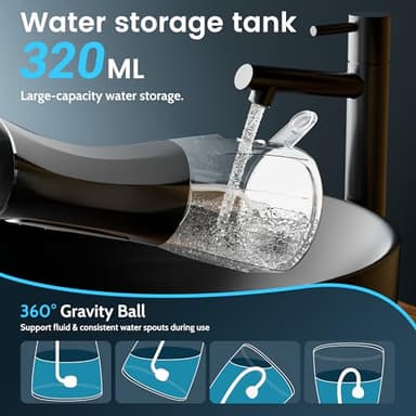 Water Flossers for Teeth, Electric Floss for Adults, Water Dental Picks for Teeth Cleaning and Flossing, Portable Flossers for Travel Size, Travel Bag and 4 Tips, IPX7 Waterproof - Black - Image 5