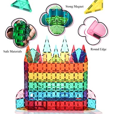 Aquadawn 110 Pieces Magnetic Building Tiles Set with 2 Cars, Magnetic Building Blocks for Toddlers 1-3, Educational Toys Tiles for Kids Ages 4-8, 3D Toys Gifts for Girls Boys - Image 5