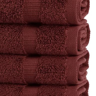 Chakir Turkish Linens | Hotel & Spa Quality 100% Cotton Premium Turkish Towels | Soft & Absorbent (4-Piece Washcloths, Cranberry) - Image 3