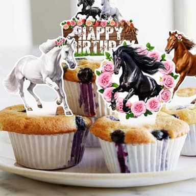 Horse Cupcake Toppers - 48 Pcs Racing Horse Cupcake Decorations for Birthday Parties & Baby Showers - Image 9