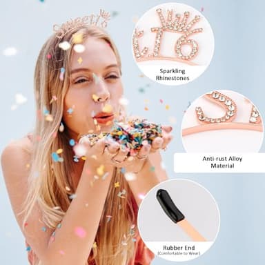 Atoden Sweet 16 Princess Tiara Crown - Rose Gold Birthday Decorations, Party Favors and Gifts for Teen Girls - Image 4
