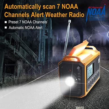 Raynic Emergency Radio, 5000mAh/18500mWh Weather Radio, Solar Hand Crank Radio with AM/FM/SW/NOAA Alert, Cell Phone Charger, Headphone Jack, Flashlight and SOS Siren - Image 2