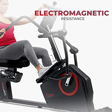 Sunny Health & Fitness Electromagnetic Recumbent Cross Trainer Exercise Elliptical Bike w/Arm Exercisers, Easy Access Seat & Exclusive SunnyFit® App Enhanced Bluetooth Connectivity - SF-RBE4886SMART - Image 3