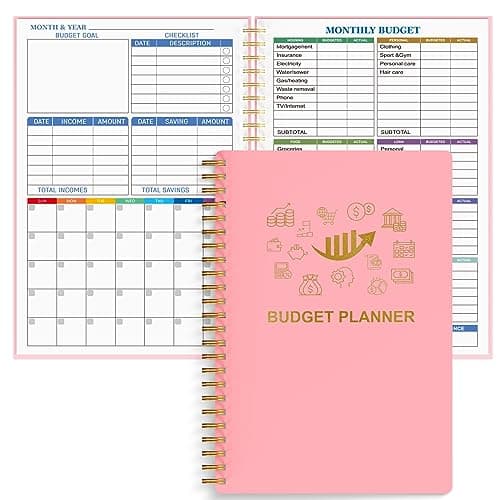 Budget Planner - Monthly Finance Organizer with Expense Tracker Notebook to Manage Your Money Effectively, Undated Finance Planner/Account Book, Start Anytimem,A5(8.6x5.9 inchs),100gsm Paper - Pink - Image 1