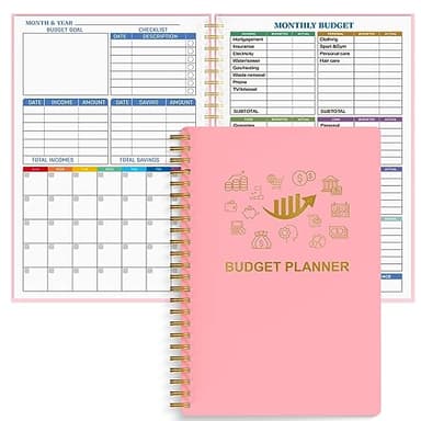 Budget Planner - Monthly Finance Organizer with Expense Tracker Notebook to Manage Your Money Effectively, Undated Finance Planner/Account Book, Start Anytimem,A5(8.6x5.9 inchs),100gsm Paper - Pink - Image 1