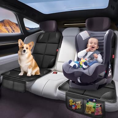 Car Seat Protector, Carseat Seat Protectors with Thick Padding and Upgraded Non-Slip Backing, Waterproof Seat Protector Under Baby Car Seat, 600D Fabric Car Seat Covers with Storage Pockets for Baby - Image 7