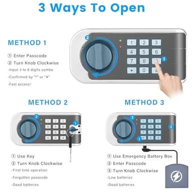 4.3 Cuft Large Home Safe, Safe Box with Fireproof Waterproof Bag, Anti-theft Digital safety Box with Programmable Keypad Keys, Smart Alert, Mute Mode, Security Safes for Documents Valuables - Image 5