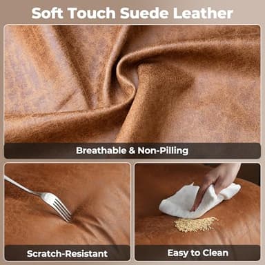 ovios Ergonomic Home Office Chair, Mid-Century Modern Faux Leather Chairs with Padded Armrests, Comfy High Back Swivel Rolling Executive Computer Armchair (Brown, Suede Leather) - Image 8