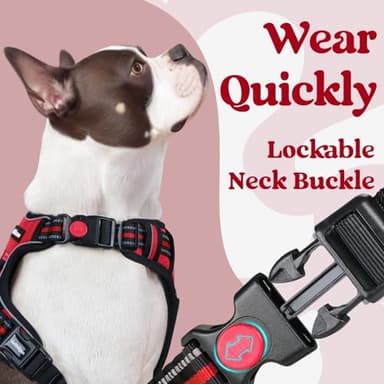 rabbitgoo Dog Harness for Large, No Pull Pet Harness with 3 Buckles, Adjustable Soft Padded Vest with Control Handle, Walking Reflective Pet Vest for Large Dogs, Red, L - Image 2