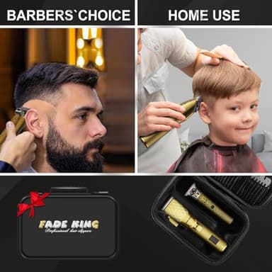 FADEKING® Professional Hair Clippers for Men - Cordless Hair Clippers, LCD Display Barber Clippers for Hair Cutting & Mens Grooming with Travel Case (Gold+Bronze) - Image 3
