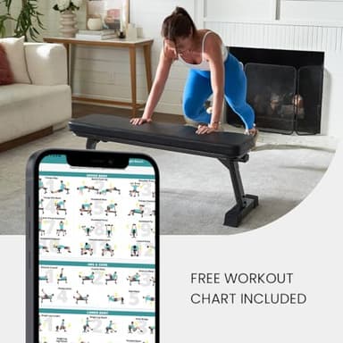 Finer Form Gym Quality Foldable Flat Bench for Multi-Purpose Weight Training and Ab Exercises - Free PDF Workout Chart Included - Image 5