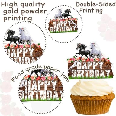 Horse Cupcake Toppers - 48 Pcs Racing Horse Cupcake Decorations for Birthday Parties & Baby Showers - Image 5