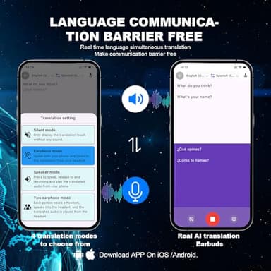 144 Language Translation Earbuds Real Time,Ai Translator Earbuds,Translating Earbuds Headphones Language Translation Device for iPhone and Android Travel Business Learning (Dark Black) - Image 6