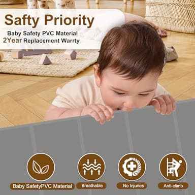 Miumoon 200 inch Retractable Baby Gates 42 inch Tall, Retractable Gate with Reinforced Strip Design to Prevent Crawling Through, 16 FT Outdoor Retractable Gates, Extra Wide Retractable Gate for Garage - Image 3