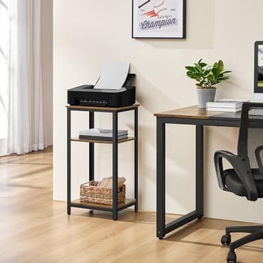 Yaheetech Large 3-Tier Tall End Table, 30 Inches High Side Table with Wooden Shelves & Strong Metal Frame for Living Room Small Space, 12 x 16 x 29.5 inches，Rustic Brown - Image 4