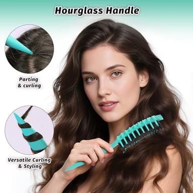 Curly Hair Brush Defining, Vented Curl Defining Brush for Effortlessly Detangling Shaping and Styling Women's Men's Curls on All Wet or Dry Hair Types, Reduces Frizz (Green) - Image 4