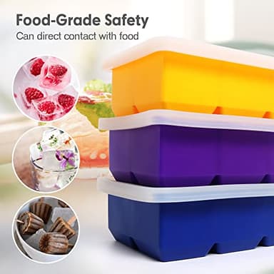 Excnorm Silicone Ice Cube Trays 3 Pack - Large Size Silicone Ice Cube Molds with Leak Proof Removable Lid Square Ice Cube Tray And BPA Free for Cocktail,Whiskey, Stackable Flexible Ice - Image 6