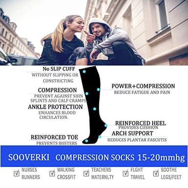 Graduated Copper Compression Socks for Men & Women Circulation 8 Pairs 15-20mmHg - Best for Running Athletic Cycling - Image 4