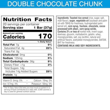 Rice Krispies Treats Marshmallow Snack Bars, Kids Snacks, School Lunch, Double Chocolatey Chunk, 26oz Box (20 Bars) - Image 2