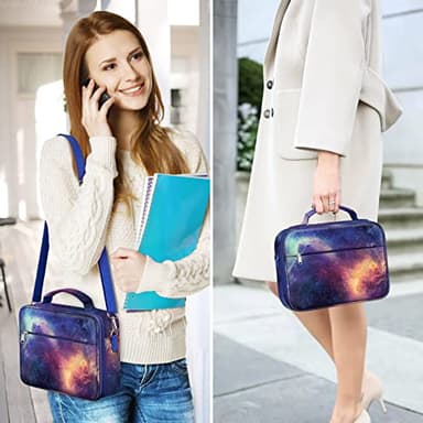 FINPAC Large Bible Cover w/Shoulder Strap, Carrying Book Case Church Bag Bible Protective w/Pen Slots and Zippered Pocket, Gift for Women Lady, Galaxy - Image 6