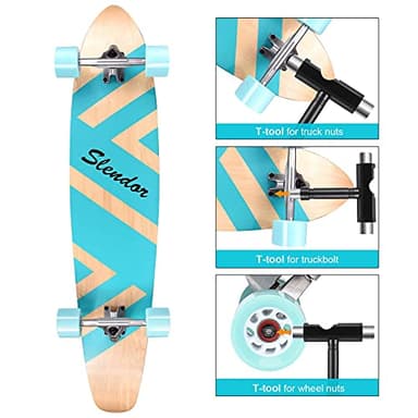 Slendor 42 Inch Longboard Skateboard Complete Cruiser Pintail, Drop Through Deck Skateboardfor Cruising, Carving, Downhill - Image 4