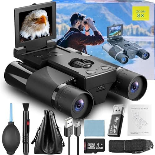 Outdoor Camera Binoculars for Travel & Concerts – 10x Zoom, HD Video, Lightweight Design (Black) - Image 1