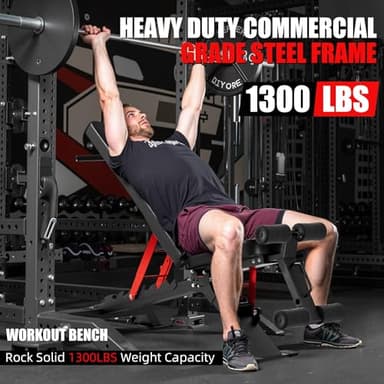 BlackPear Adjustable Weight Bench - Workout Bench for Home Gym, 1300lb Capacity Heavy Duty Exercise Foldable Strength Training Benches Press for Full Body Workouts with Incline/Flat/Decline Positions & Space-Saving - Image 2