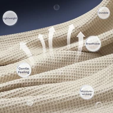 PHF 100% Cotton Waffle Weave Blanket Twin Size for Bed,Snag Proof Lightweight Breathable Moisture-Wicking Throw for Couch,Great for Layering in Cold Weather,Machine Washable,Home Decor Gift-Linen - Image 4