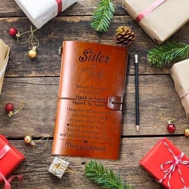 Aremdys Sister Christmas Gifts from Sister Leather Journal, Sister Birthday Gifts,To My Sister 140 Page Refillable Leather Notebook, Graduation Mothers day Christmas Gifts for Sister from Sister Brother - Image 4